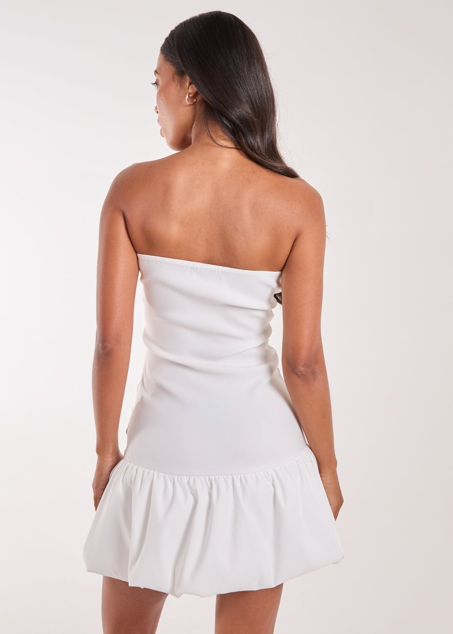 Pink Vanilla Ivory Bubble Hem Puff Mini Dress