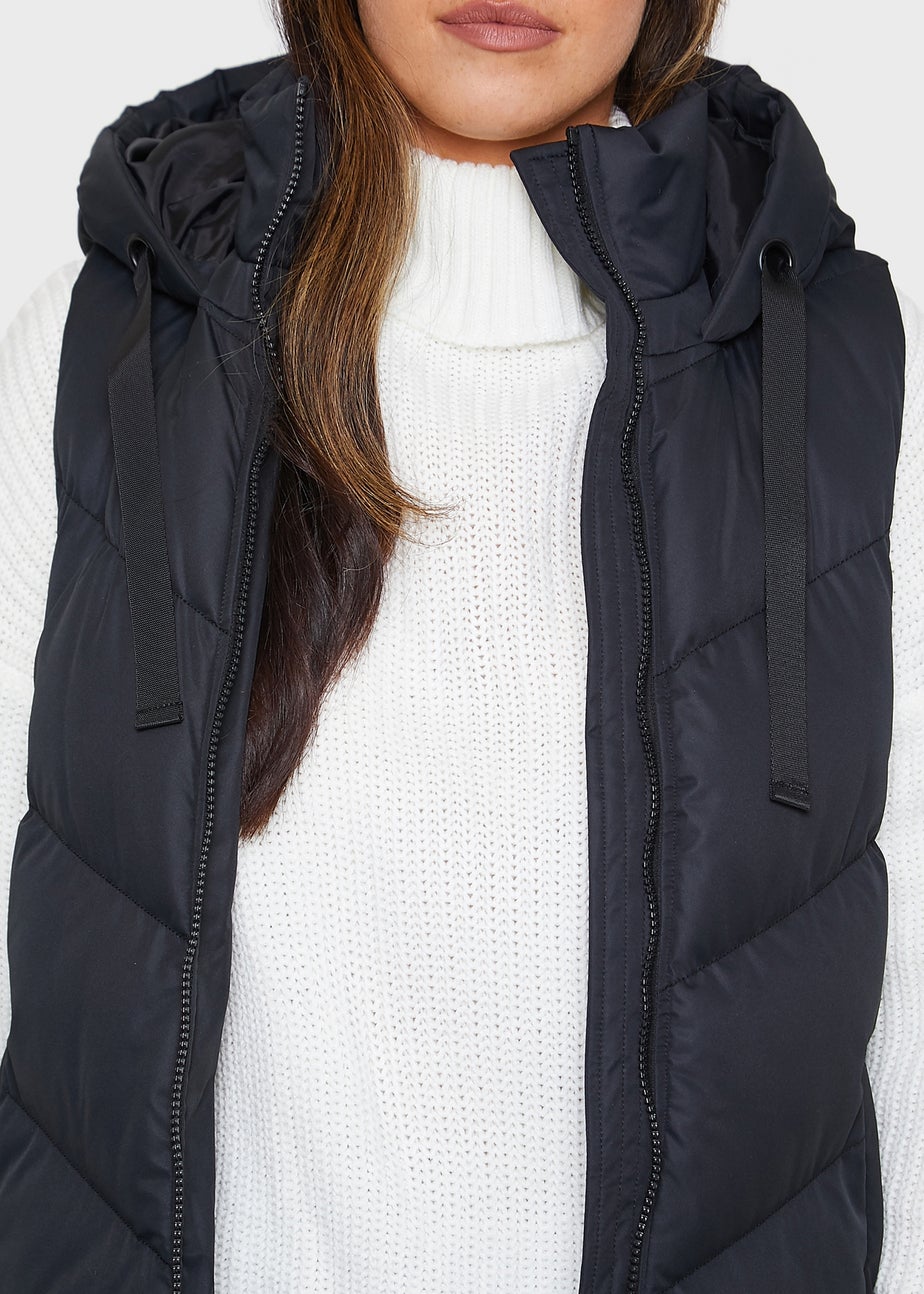 Threadbare Black Vamp Longline Padded Gilet