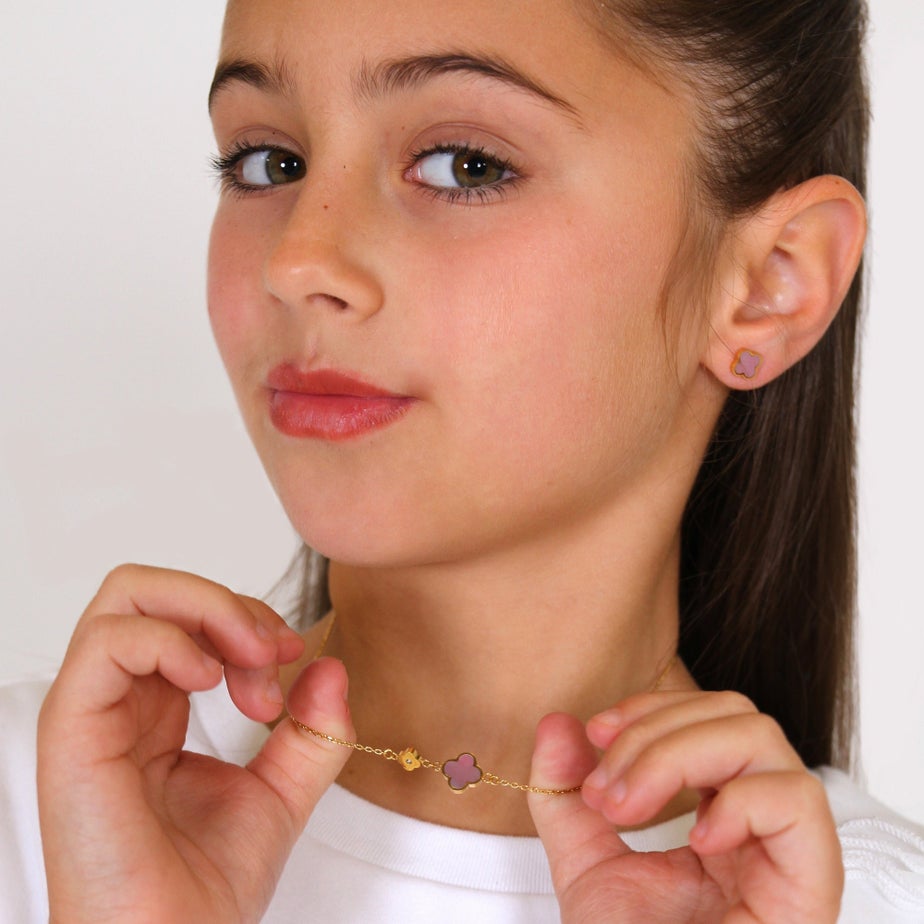 Say It With Children's Gold Pink Clover Necklace