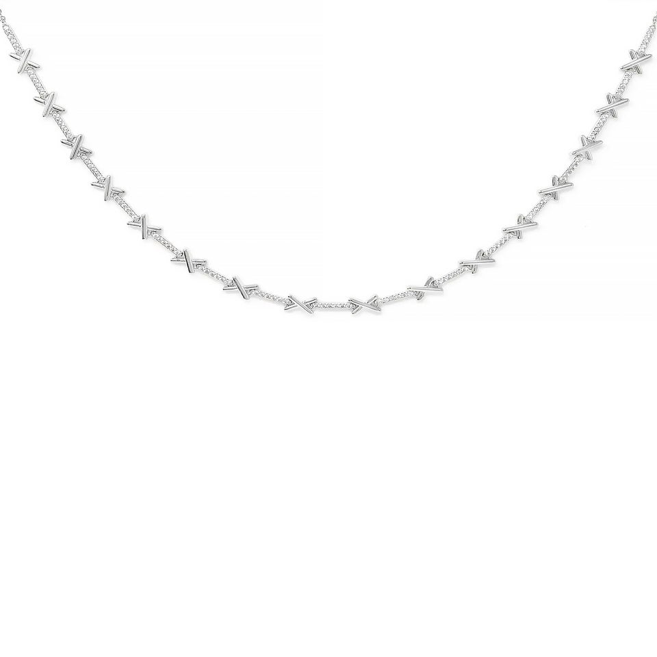 Say It With Silver Kiss Tennis Necklace