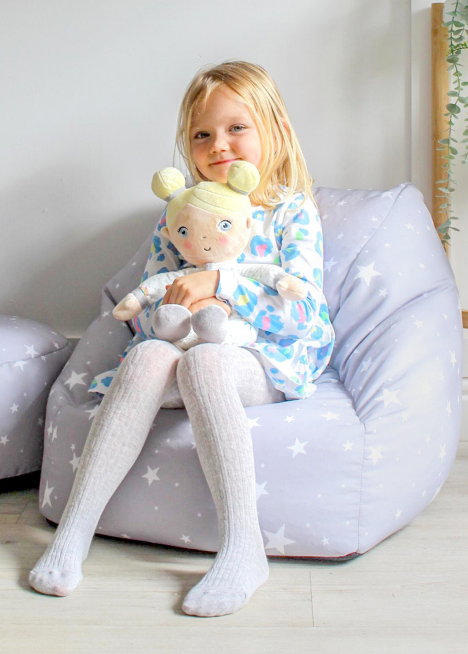 rucomfy Printed Kids Snuggle Chair Platinum Stars Beanbag