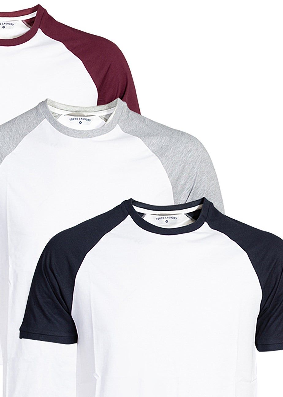 Tokyo Laundry White Raglan Short Sleeve T-Shirts 3-Pack