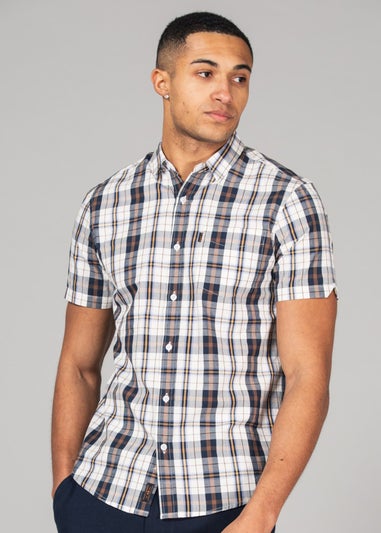 Tokyo Laundry Black Cotton Short Sleeve Button-Up Checked Shirt