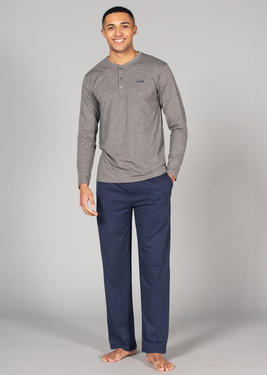 Tokyo Laundry Grey Cotton 2-Piece Top and Jersey Bottoms Pyjama Set