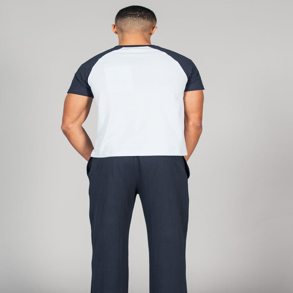 Tokyo Laundry Blue Cotton 2-Piece Raglan Top and Jersey Bottoms Set