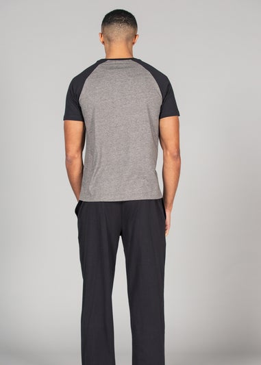 Tokyo Laundry Grey Cotton 2-Piece Raglan Top and Jersey Bottoms Set