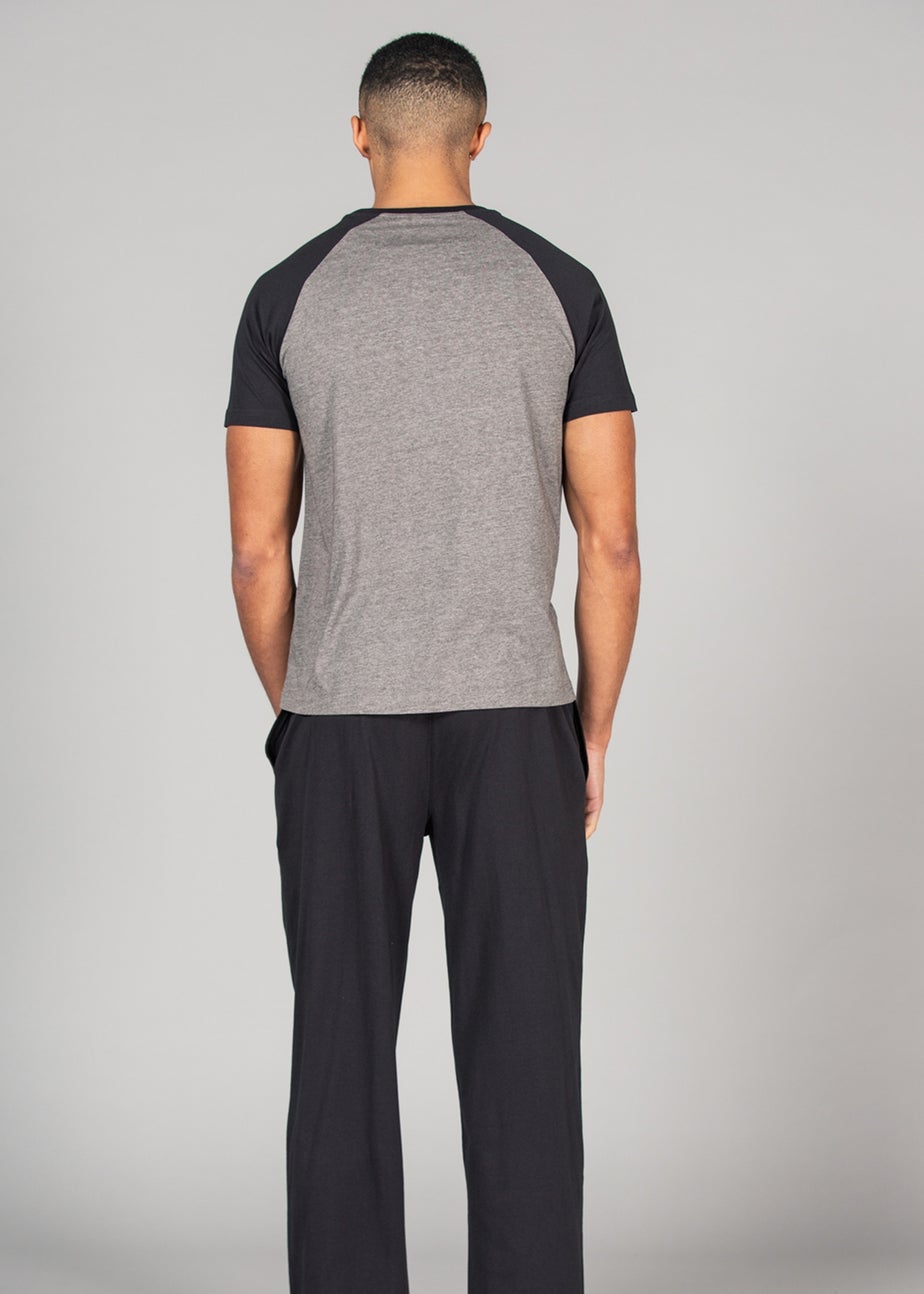 Tokyo Laundry Grey Cotton 2-Piece Raglan Top and Jersey Bottoms Set
