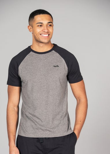 Tokyo Laundry Grey Cotton 2-Piece Raglan Top and Jersey Bottoms Set
