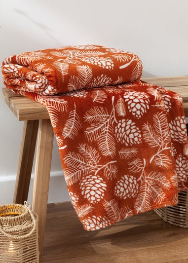 furn. Irwin Woodland Fleece Throw 140 x 180cm Rust