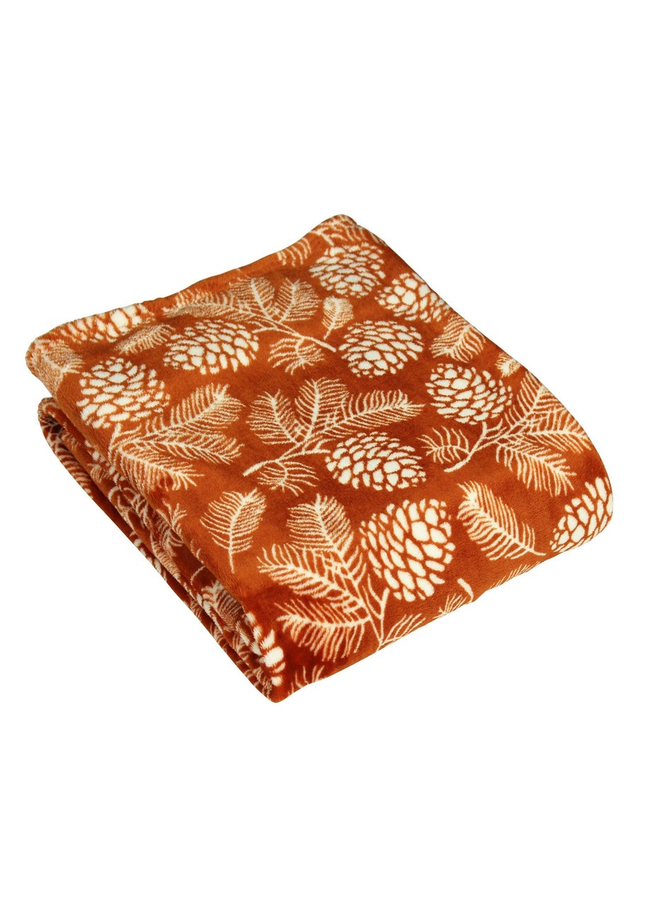 furn. Irwin Woodland Fleece Throw 140 x 180cm Rust