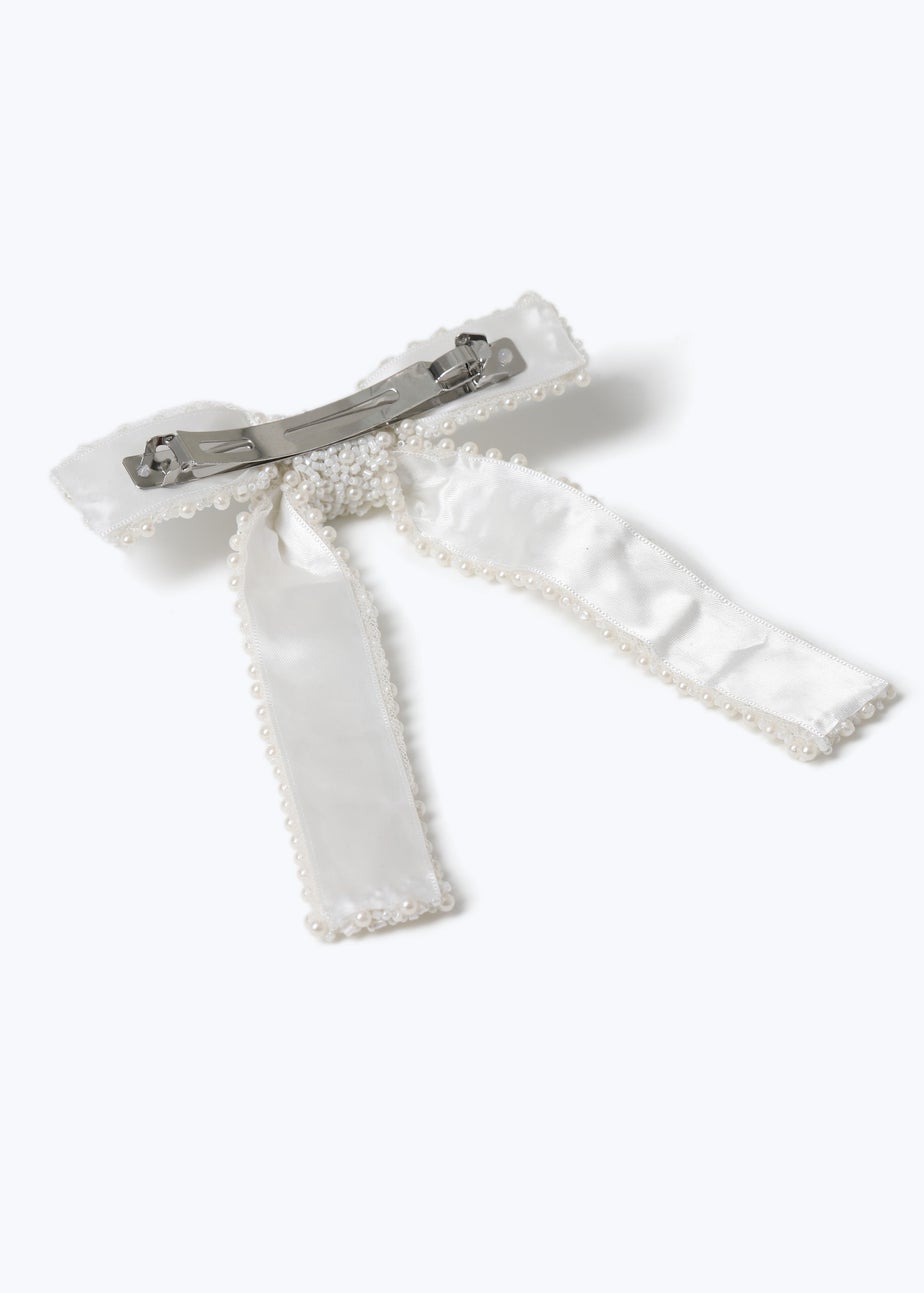 Muse White Pearl Bow Hair Clip