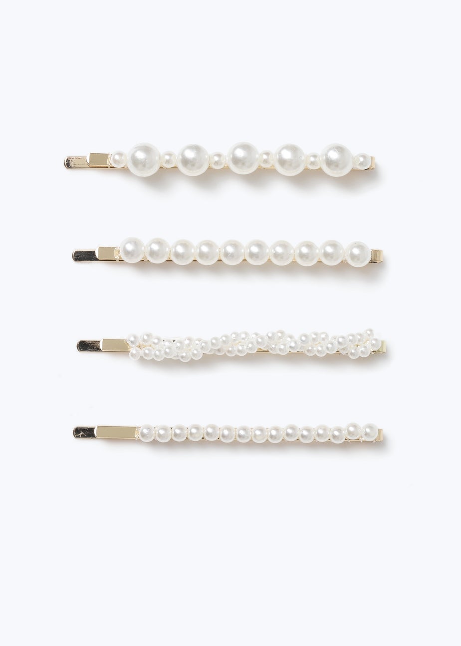 Muse 4 Pack White Pearl Hair Clips