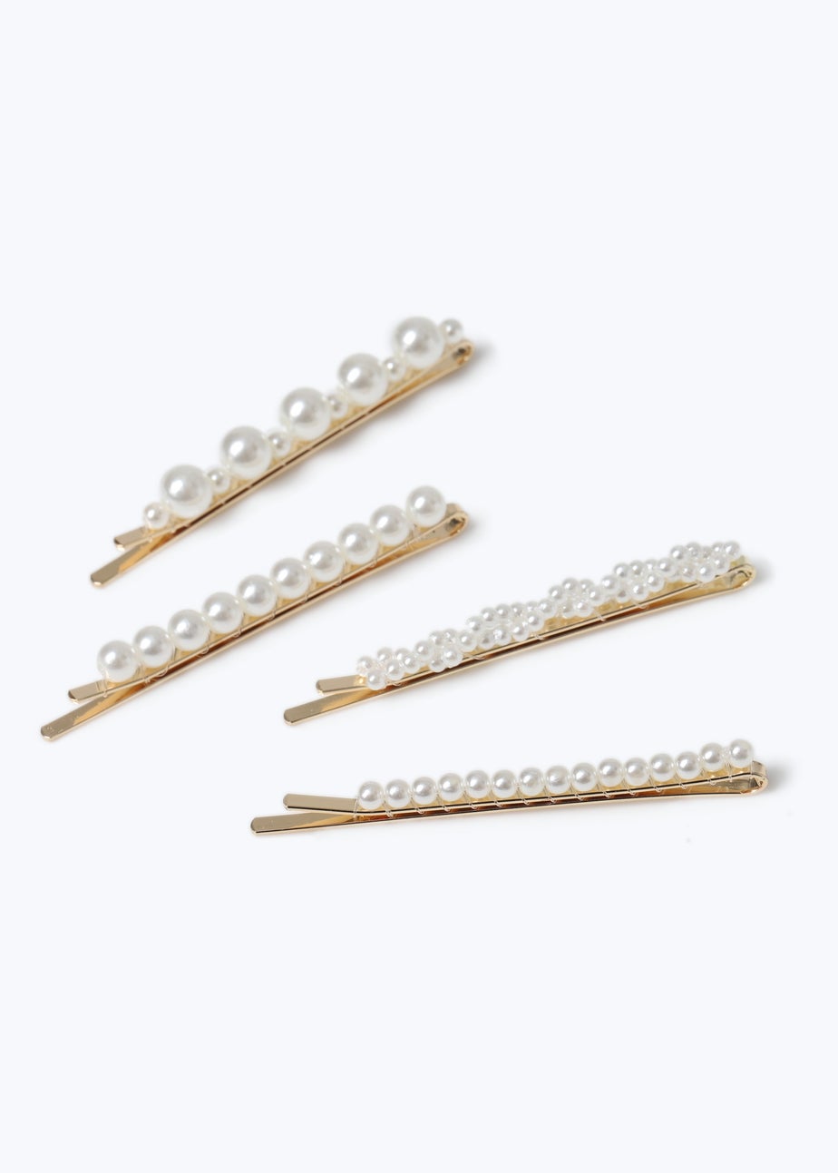Muse 4 Pack White Pearl Hair Clips