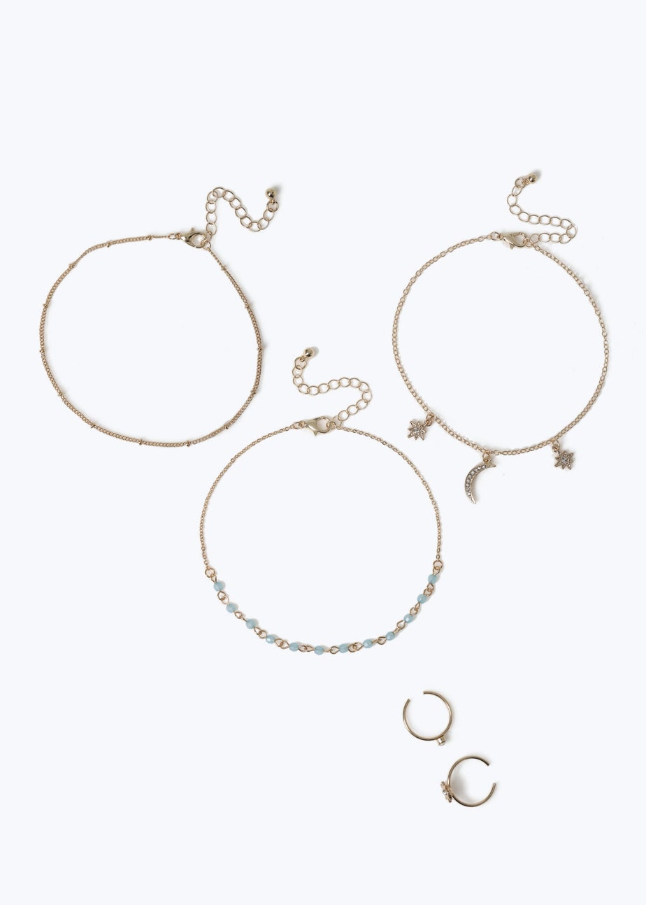 Muse Moon Anklet Toe Ring Multipack Gold