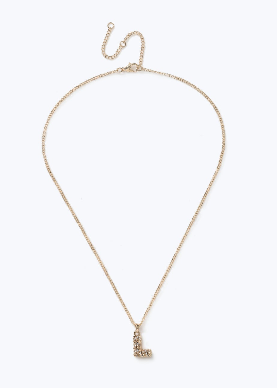 Muse Gold Puff L Initial Necklace