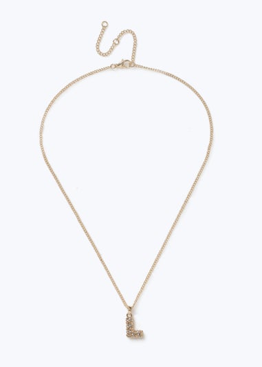 Muse Gold Puff L Initial Necklace