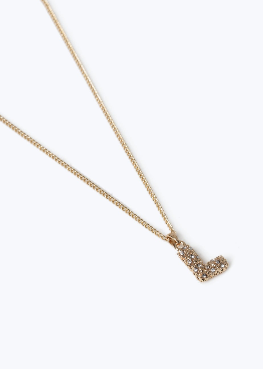 Muse Gold Puff L Initial Necklace