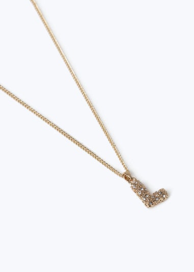 Muse Gold Puff L Initial Necklace