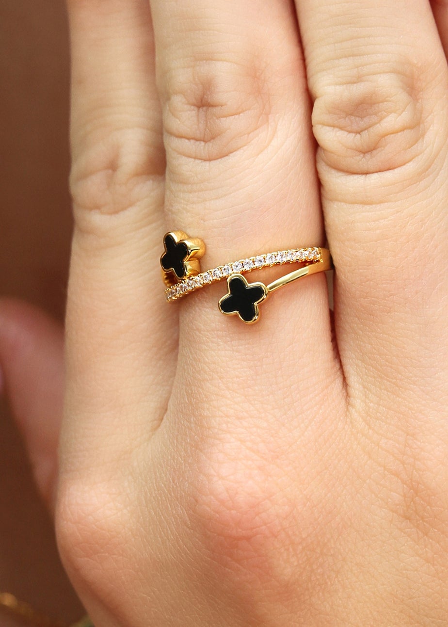 Say It With Gold & Black Clover Ring