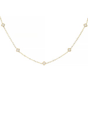 Say It With Gold & Pearl Clover Dainty Choker Necklace
