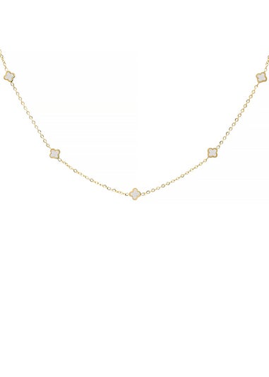 Say It With Gold & Pearl Clover Dainty Choker Necklace