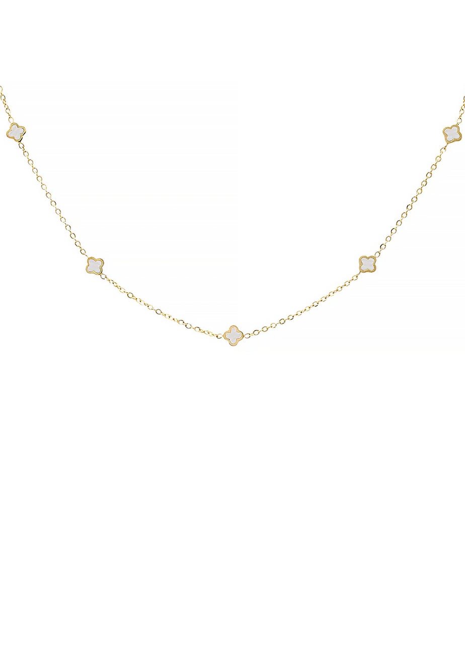 Say It With Gold & Pearl Clover Dainty Choker Necklace