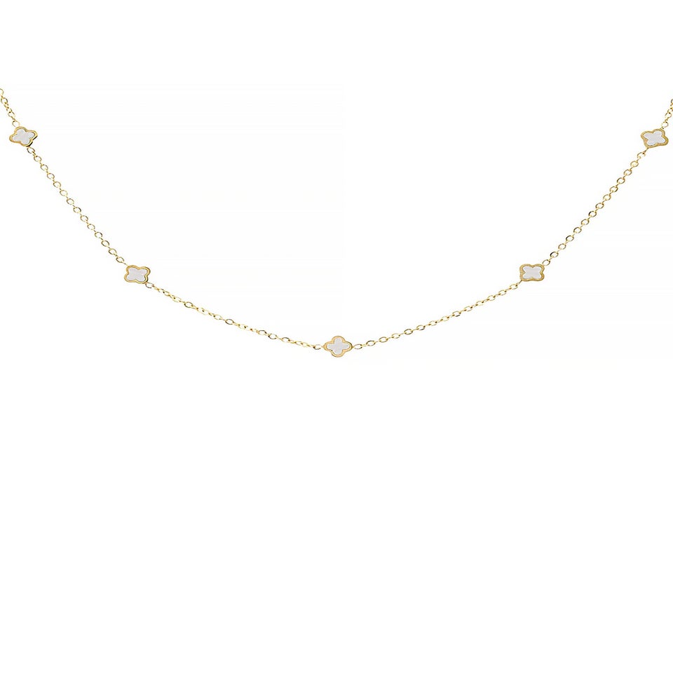 Say It With Gold & Pearl Clover Dainty Choker Necklace