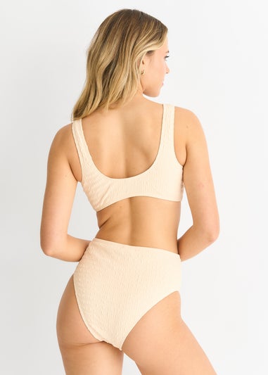 Gini London Ivory Textured Ring Detail Bikini Top