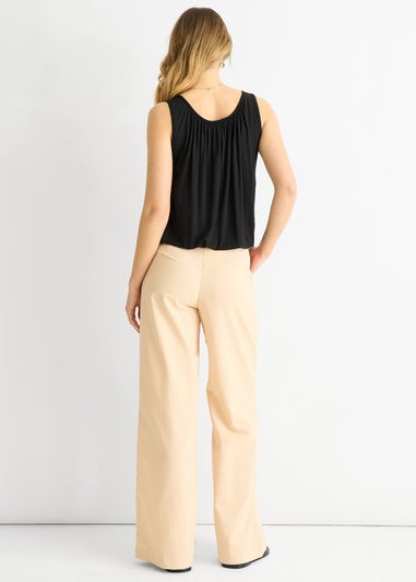 Gini London Black Round Neck Oversized Sleeveless Top