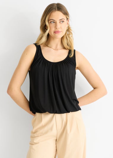 Gini London Black Round Neck Oversized Sleeveless Top