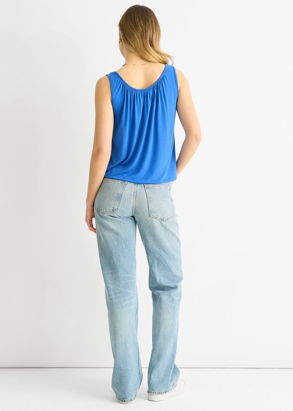 Gini London Dark Blue Round Neck Oversized Sleeveless Top