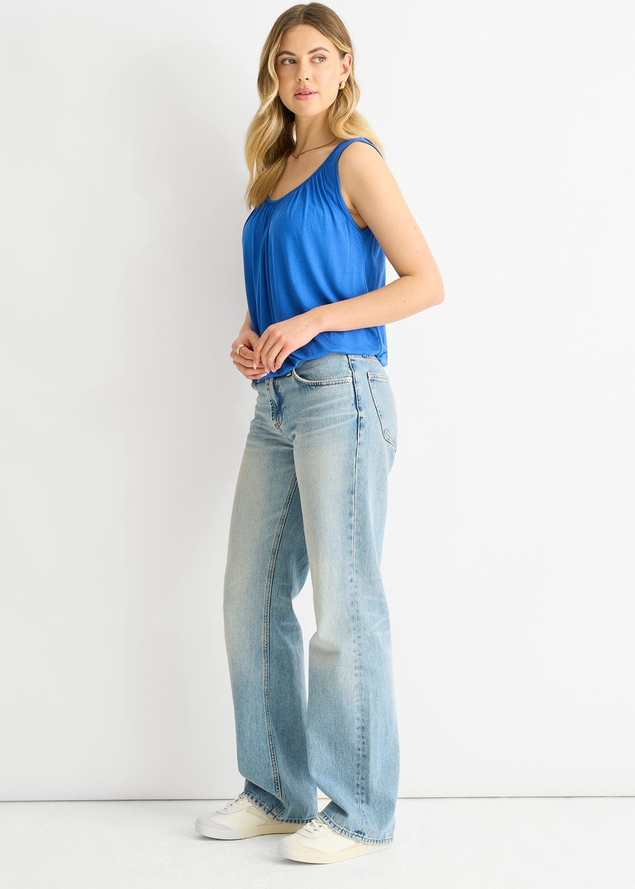 Gini London Dark Blue Round Neck Oversized Sleeveless Top