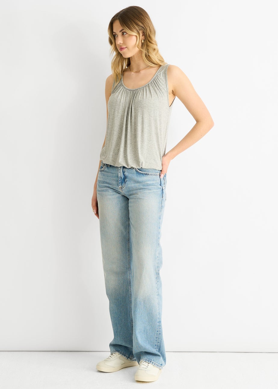 Gini London Dark Grey Round Neck Oversized Sleeveless Top