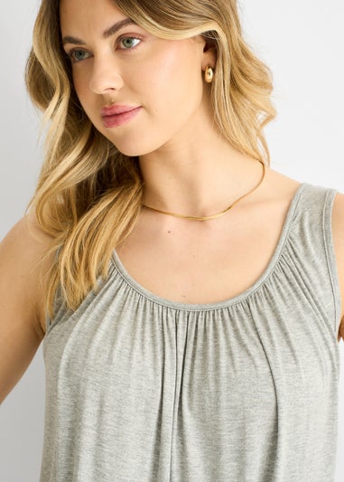 Gini London Dark Grey Round Neck Oversized Sleeveless Top