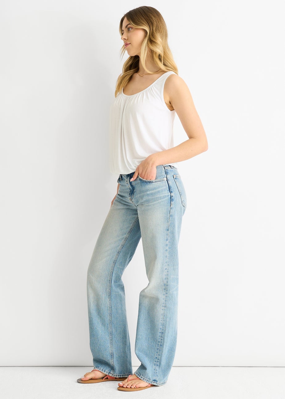 Gini London White Round Neck Oversized Sleeveless Top