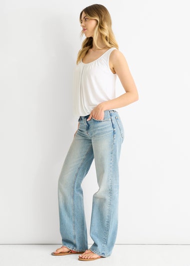 Gini London White Round Neck Oversized Sleeveless Top