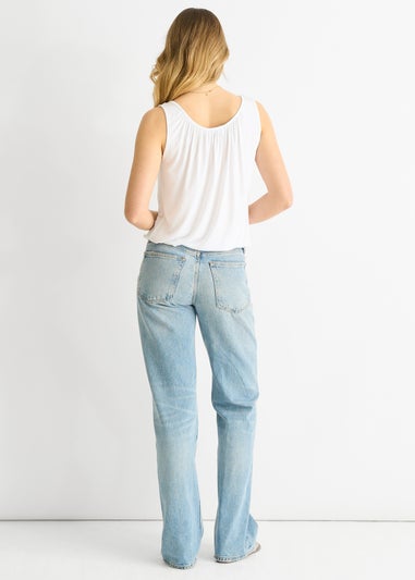 Gini London White Round Neck Oversized Sleeveless Top