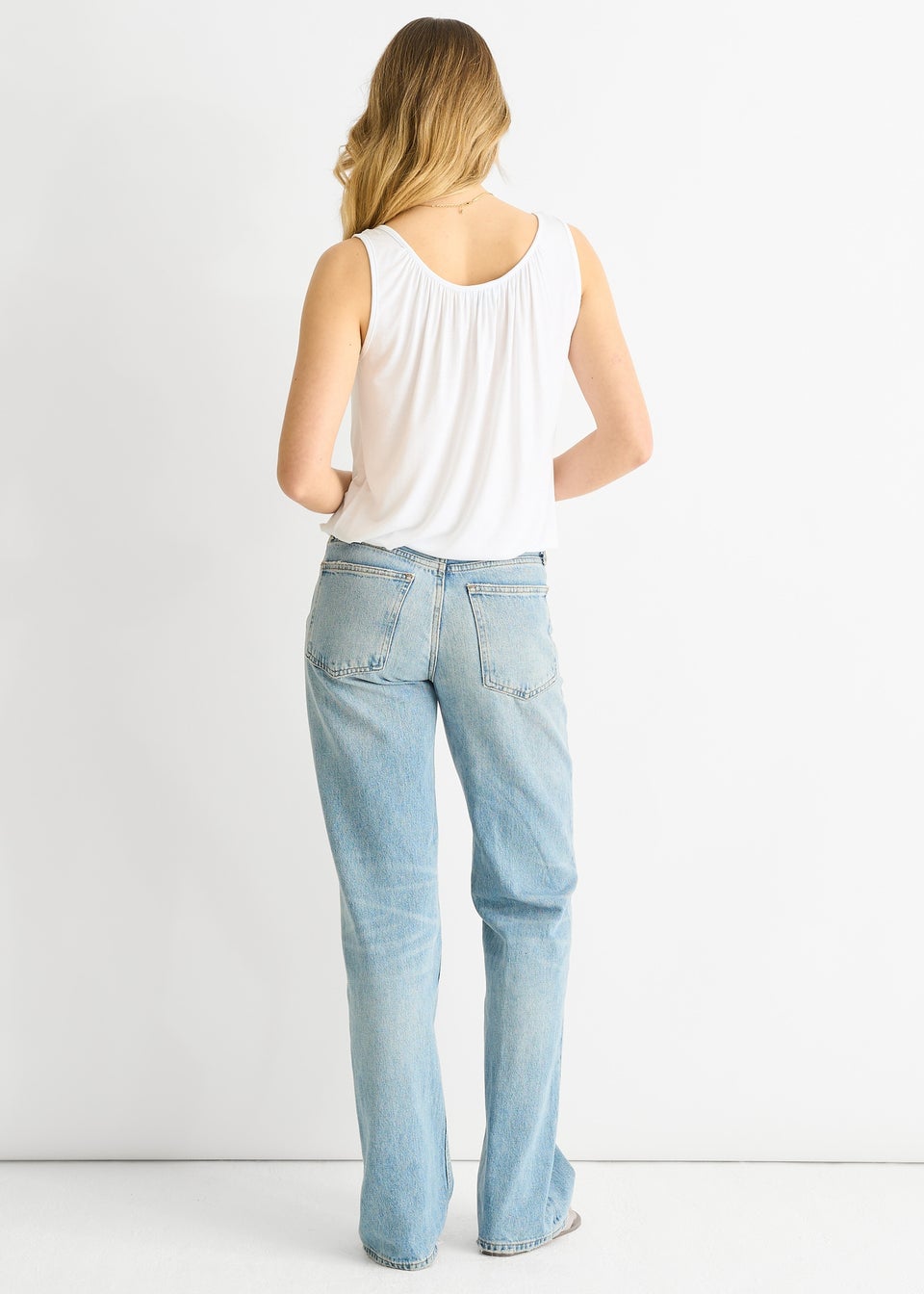 Gini London White Round Neck Oversized Sleeveless Top