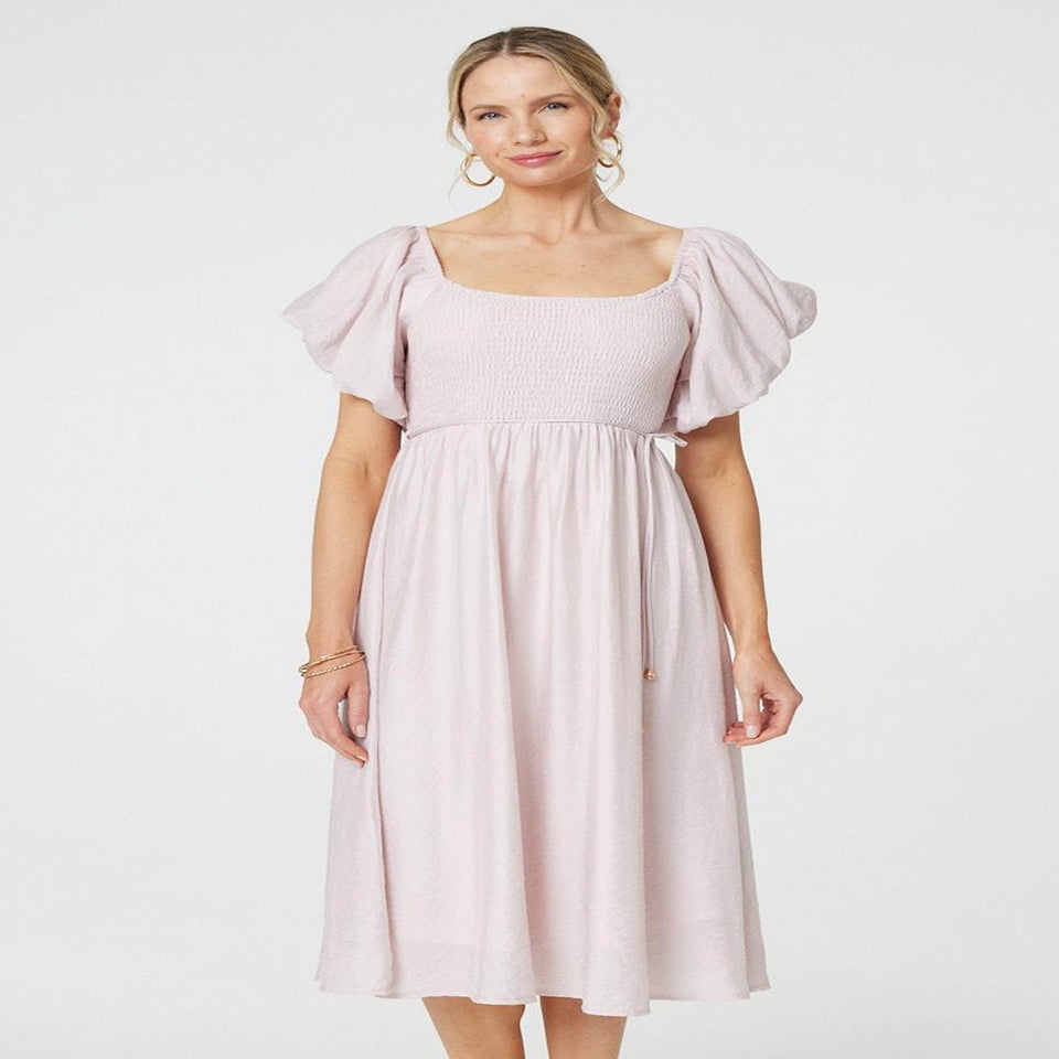 Izabel London Pink Puff 1/2 Sleeve Knee Length Dress