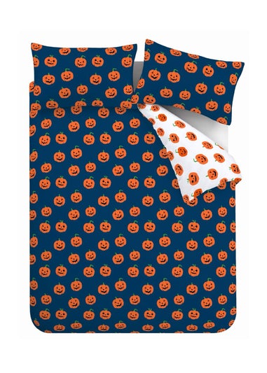 Catherine Lansfield Halloween Pumpkins Reversible Duvet Cover Set