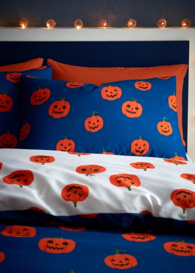 Catherine Lansfield Halloween Pumpkins Reversible Duvet Cover Set