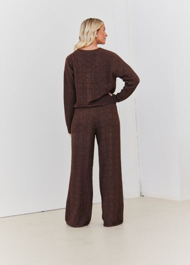 In The Style Chocolate Cable Knit Button Up Cardigan