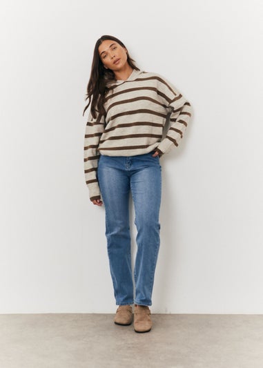 In The Style Stacey Solomon Neutral Stripe Knit Hoodie