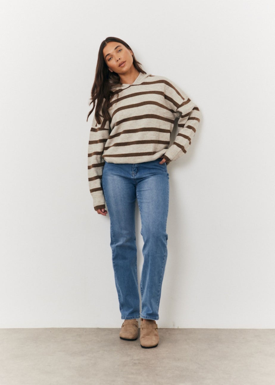 In The Style Stacey Solomon Neutral Stripe Knit Hoodie