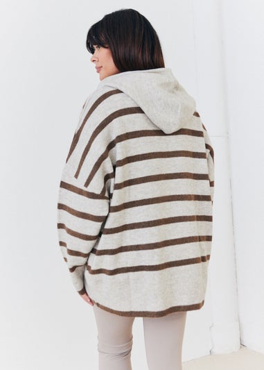 In The Style Stacey Solomon Neutral Stripe Knit Hoodie