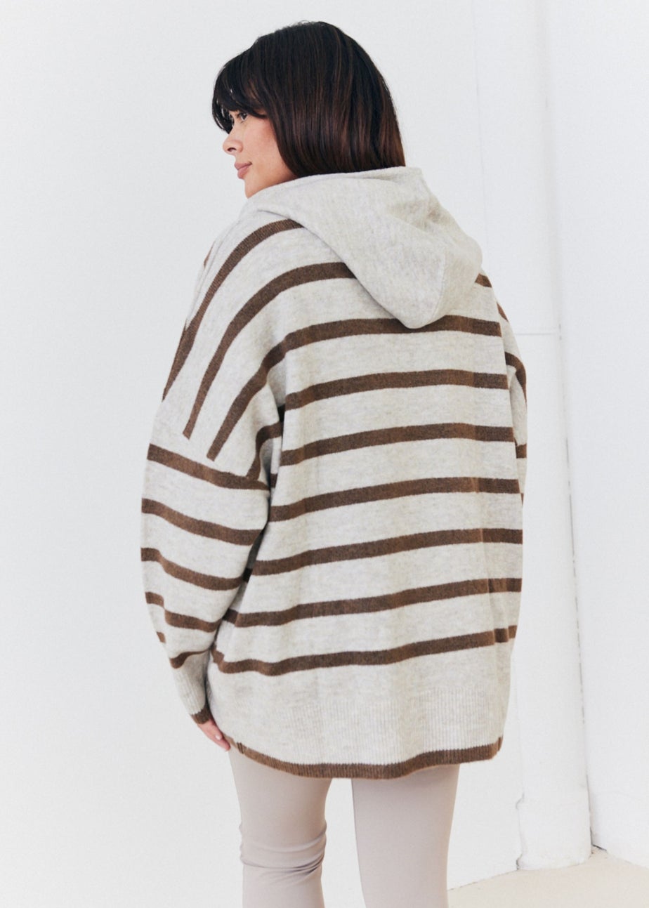 In The Style Stacey Solomon Neutral Stripe Knit Hoodie