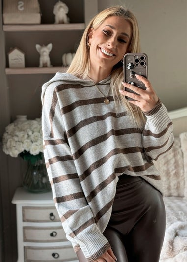 In The Style Stacey Solomon Neutral Stripe Knit Hoodie