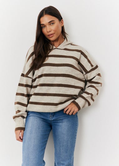 In The Style Stacey Solomon Neutral Stripe Knit Hoodie