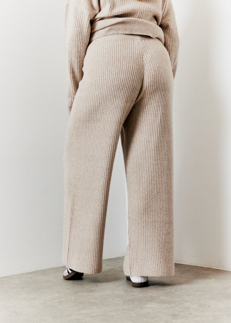 In The Style Hannah Brown Camel Knit Wide Leg Trousers