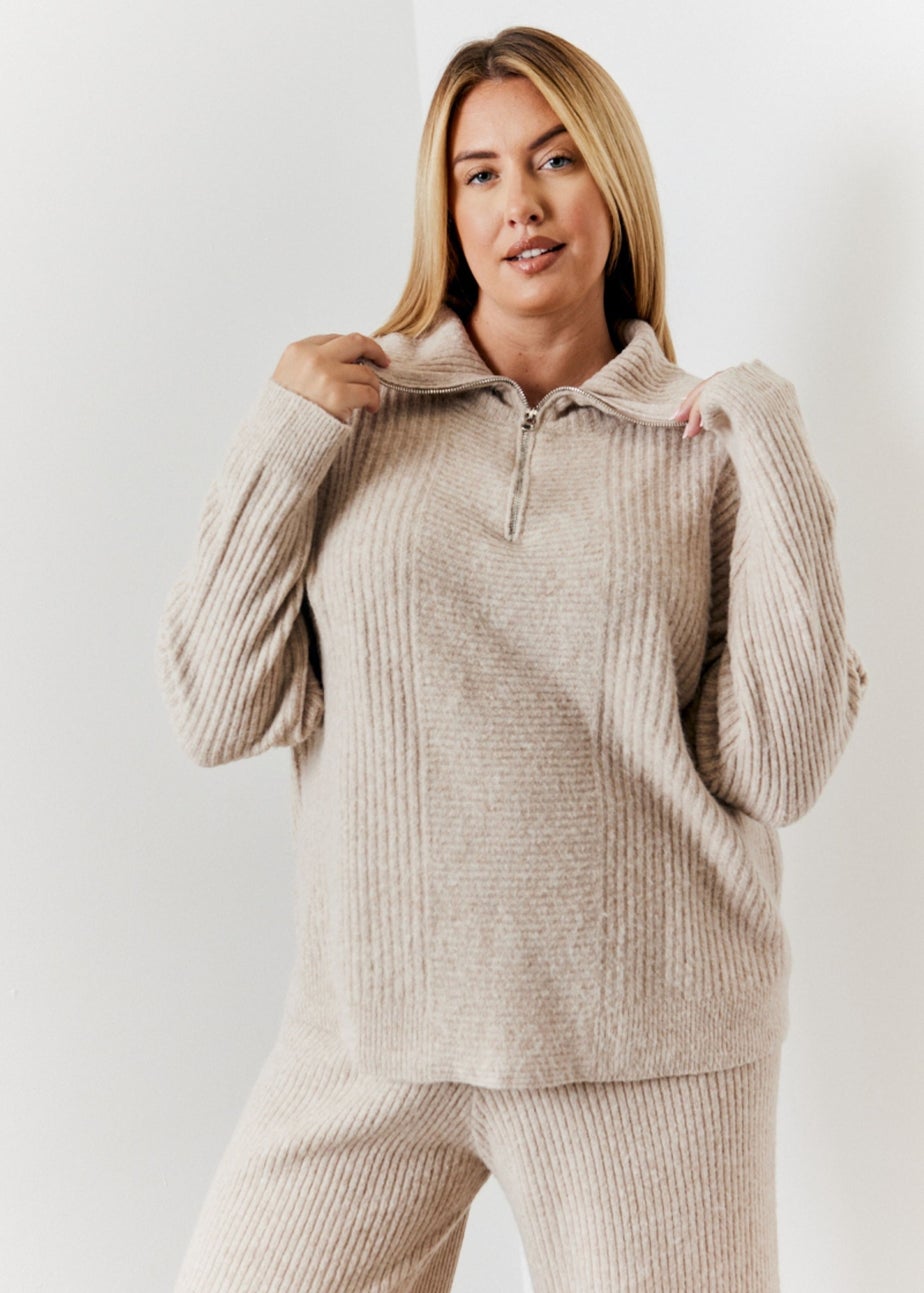 In The Style Camel 1/4 Zip Knit Jumper